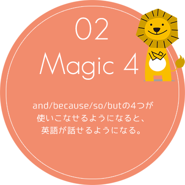 02 Magic4　and/because/so/butの4つが使いこなせるようになると、英語が話せるようになる。